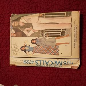 Vintage McCall's 1975 Carefree Patterns Marlo's Corner 4729 jacket, vest, skirt+